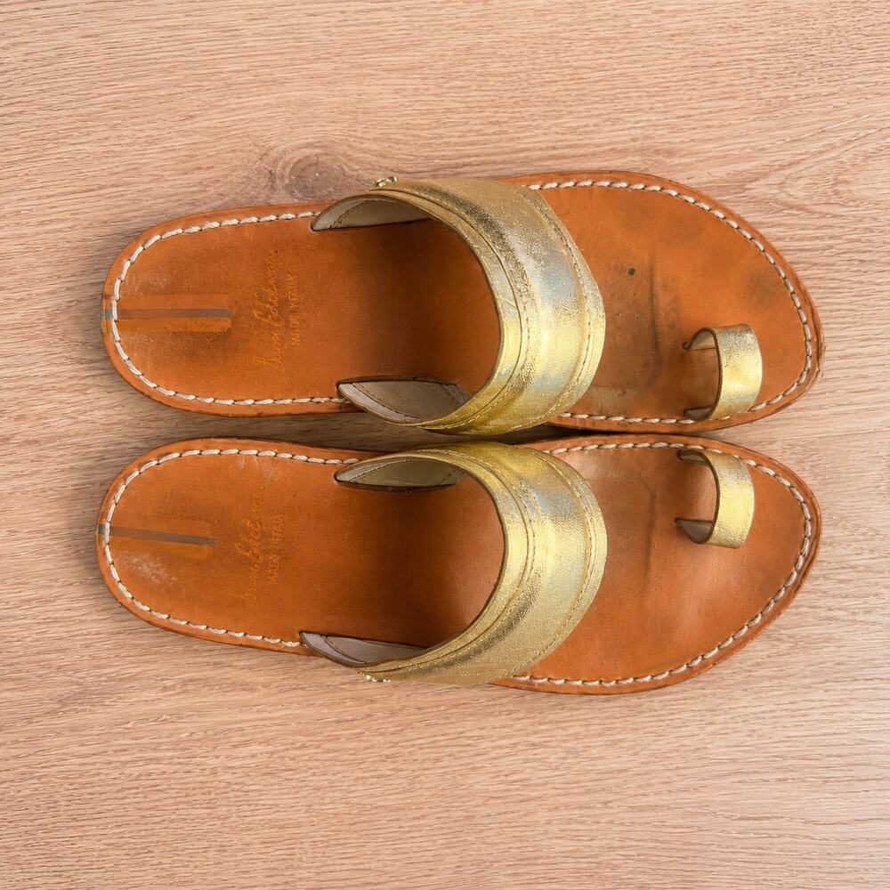 Sam Edelman Margit Amber Gold Leather Toe Ring Sandals Size 7 $140 MSRP